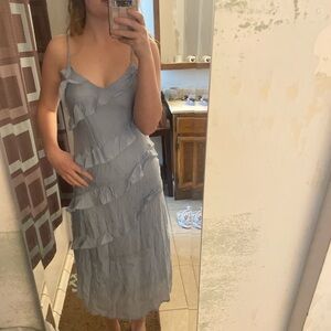Light Blue Ruffle Slip Dress - Women's